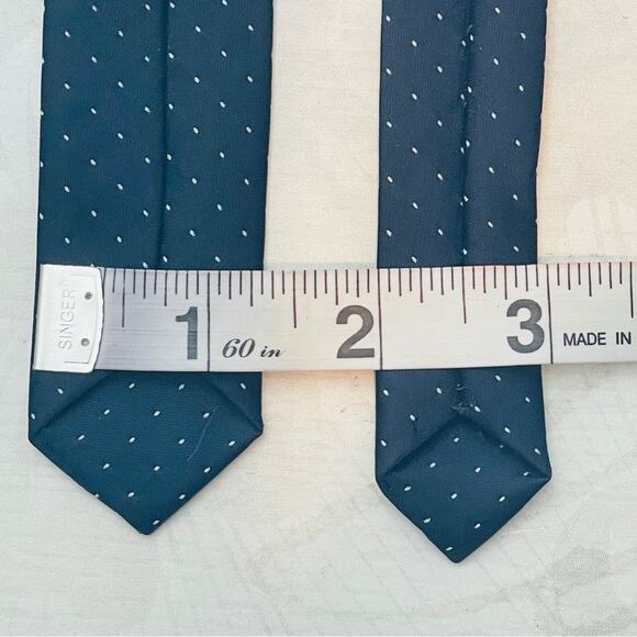 Navy and White Dot Skinny Tie - Picture 3 of 6